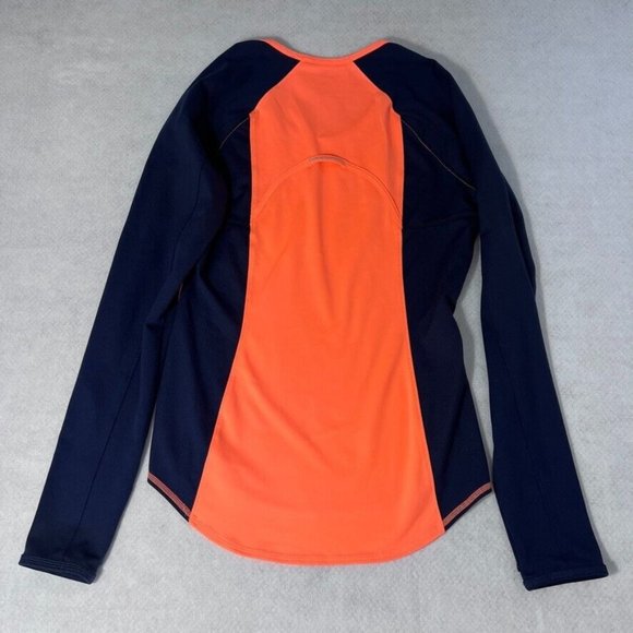 Athleta Running Wild Mix Crew Neck Shirt Small S Orange Blue Long Sleeve - Picture 12 of 12